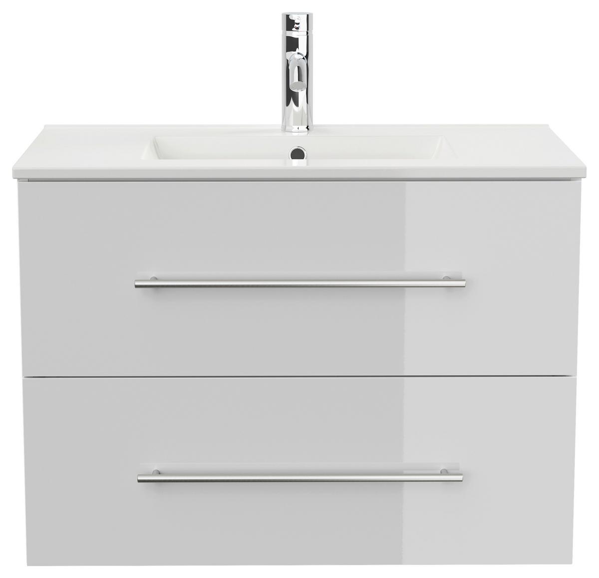 WASCHTISCHKOMBI Homeline, Weiß HG B: 81 cm - Weiß Hochglanz/Weiß, Basics, Keramik/Holzwerkstoff (81cm) - MID.YOU