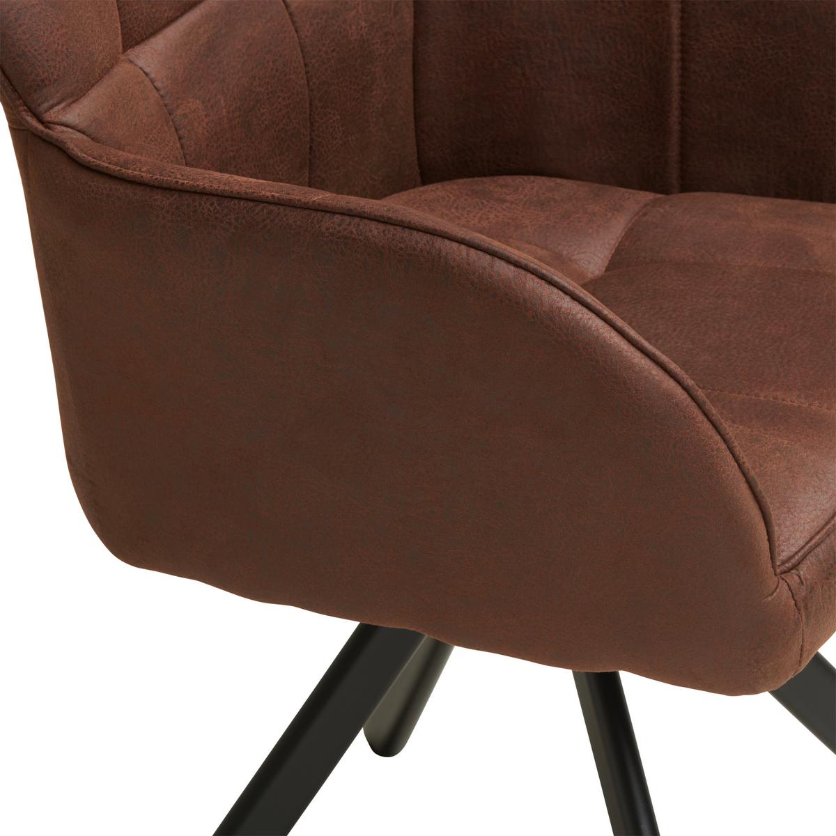Armlehnstuhl Enna - Schwarz/Braun, KONVENTIONELL, Textil/Metall (59/84.5/62.5cm) - Livetastic
