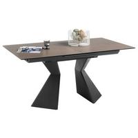 Esstisch Robinson - Taupe/Schwarz, Design, Glas/Holzwerkstoff (160-210/90/76cm) - Livetastic