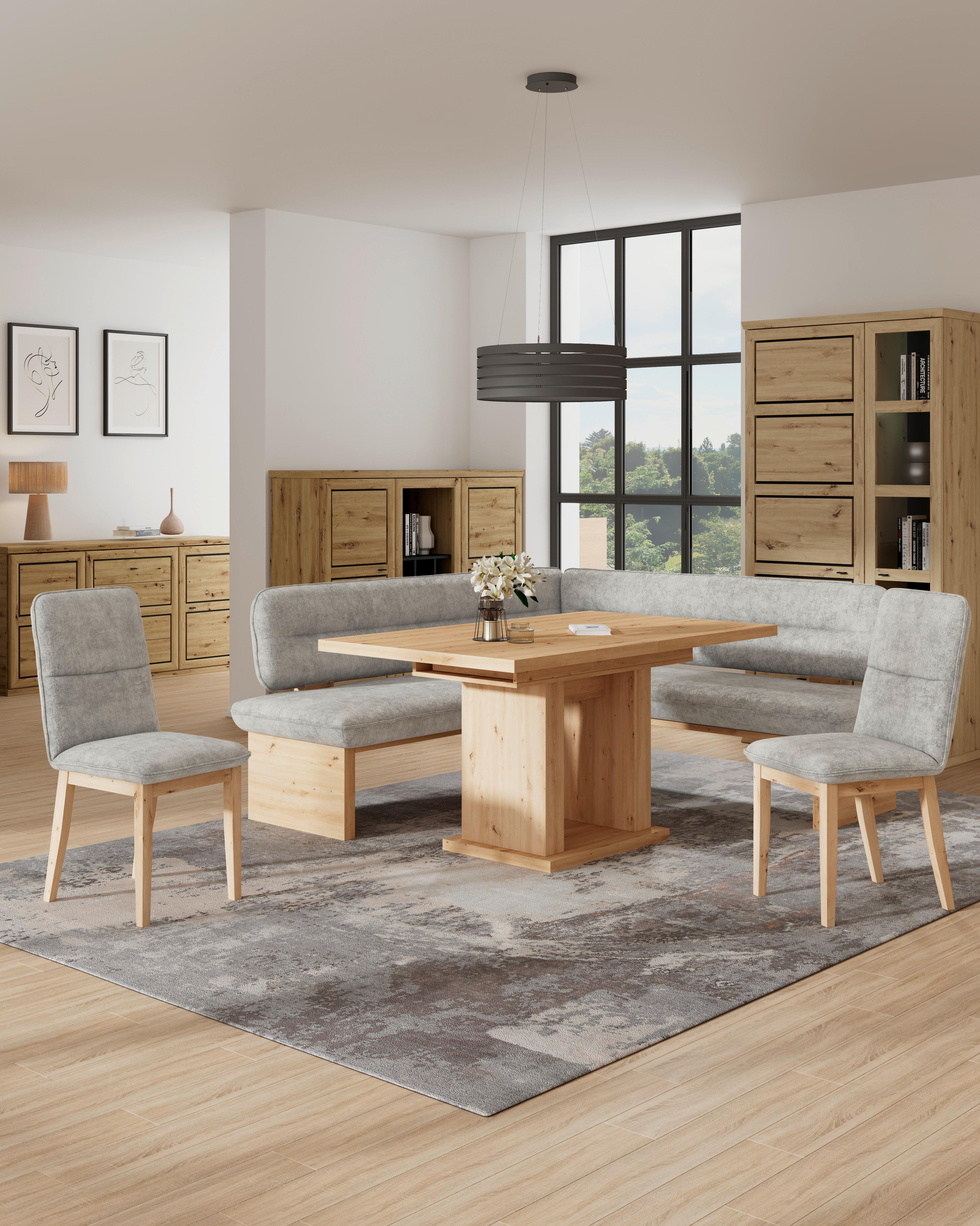 Eckbank Beluna Ii Webstoff Hellgrau, B: 192cm - Eichefarben/Hellgrau, KONVENTIONELL, Holz/Textil (192/170cm) - James Wood