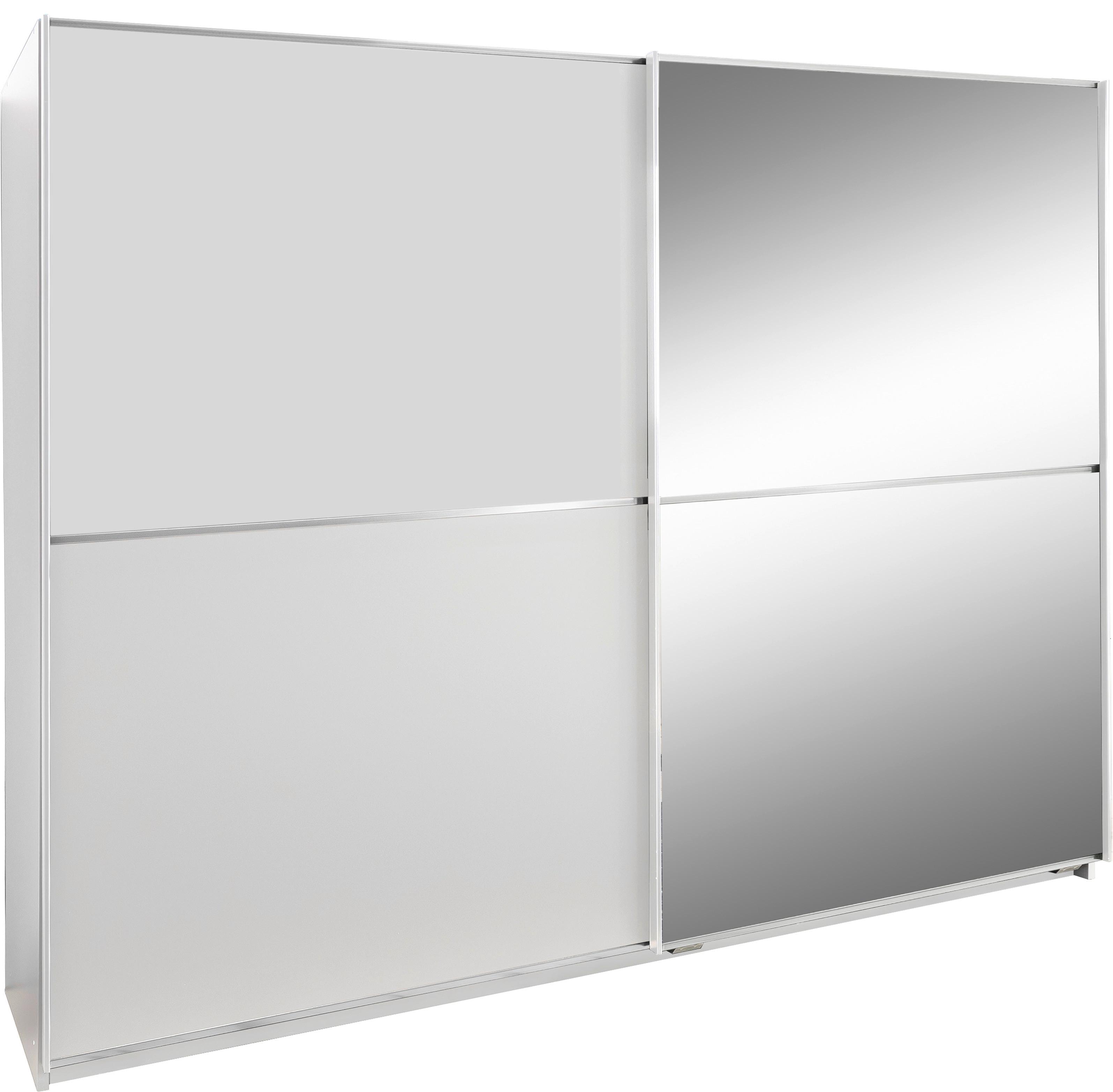 Schwebetürenschrank Mit Spiegel 180cm Baden, Weiß Dekor - Weiß, Design, Glas/Holzwerkstoff (180/198/64cm) - MID.YOU