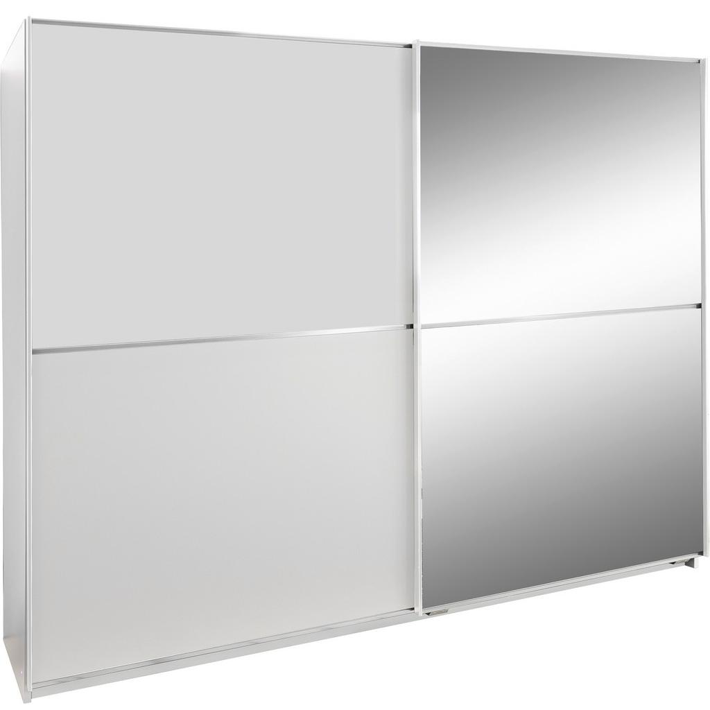Schwebetürenschrank mit Spiegel 180cm Baden, Weiß Dekor