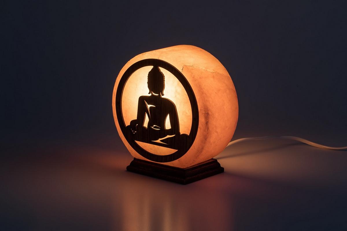 Sólámpa Zenova - barna/narancs, Basics, kő/fa (16.5cm)