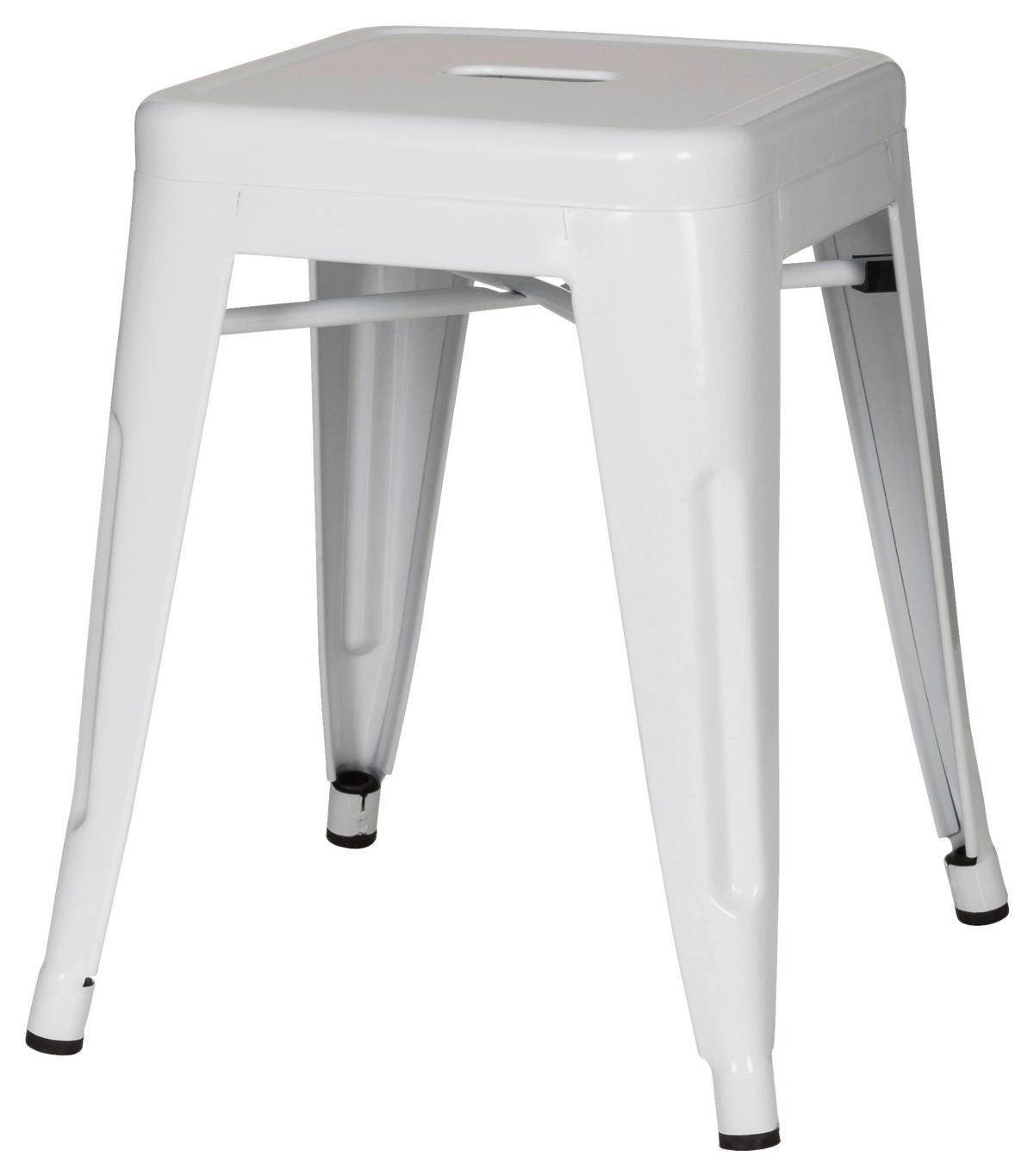 Hocker Vantaggio Stahl Weiß H: 46 Cm Stapelbar - Weiß, Basics, Metall (39/46/39cm) - MID.YOU