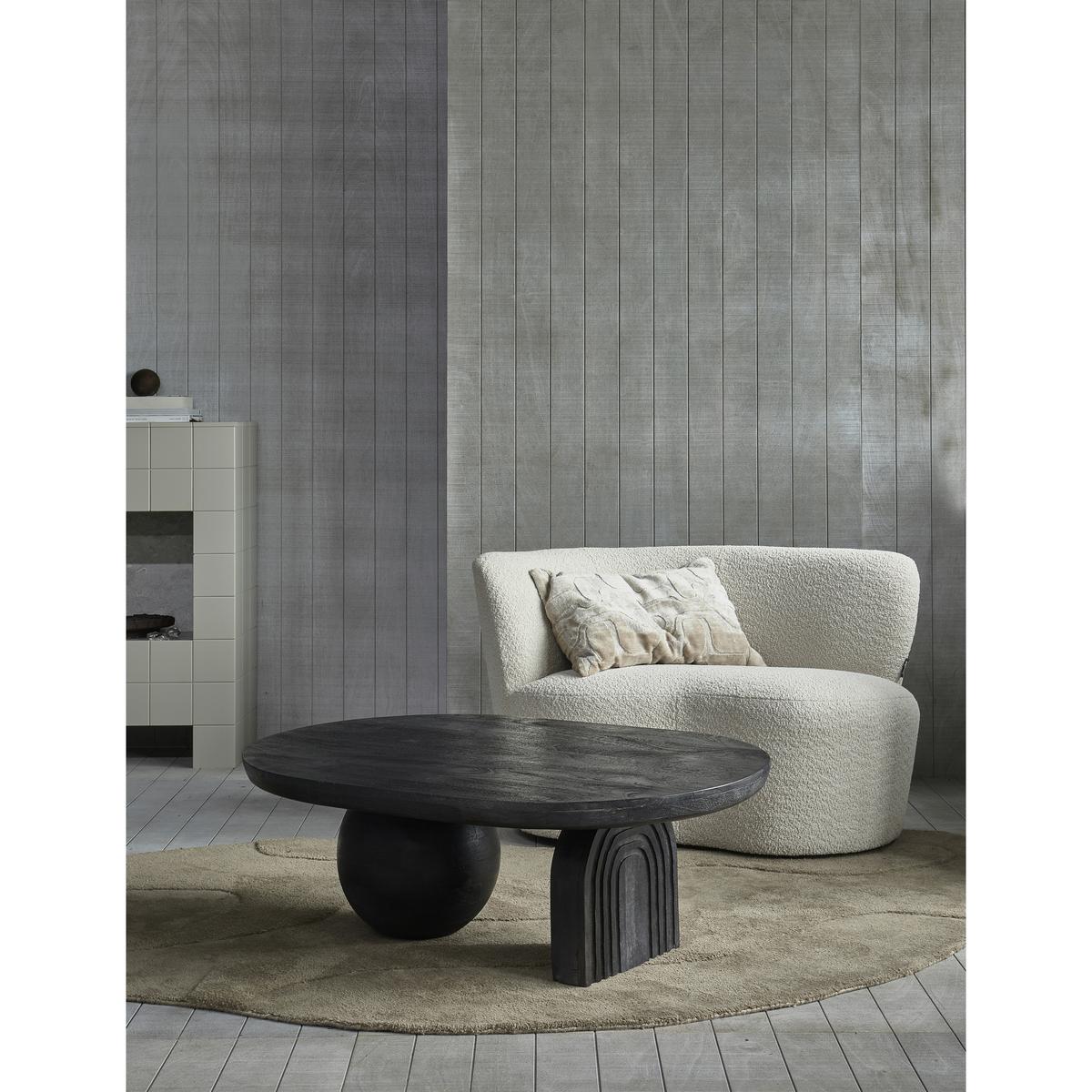 RÉCAMIERE Stone Creme B: 112cm - Creme/Schwarz, MODERN, Textil (112/73/80cm) - Livetastic
