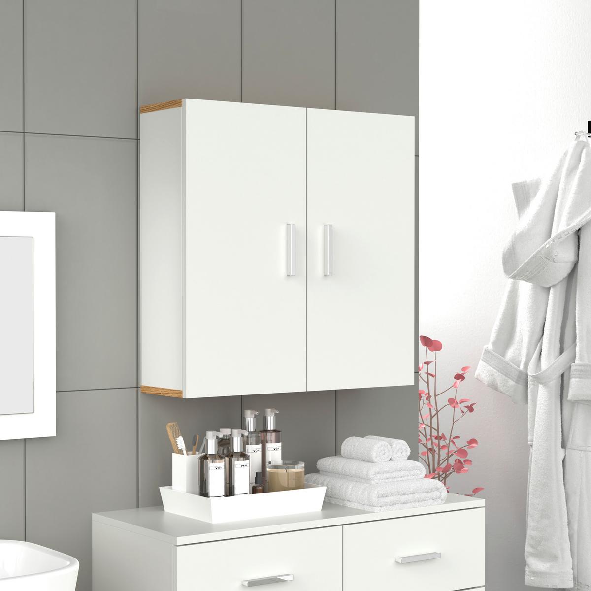 Hängeschrank Landos Weiß/Honigeiche, B: 60cm - Honigeiche/Weiß, MODERN, Holzwerkstoff (60/60/18cm) - MID.YOU