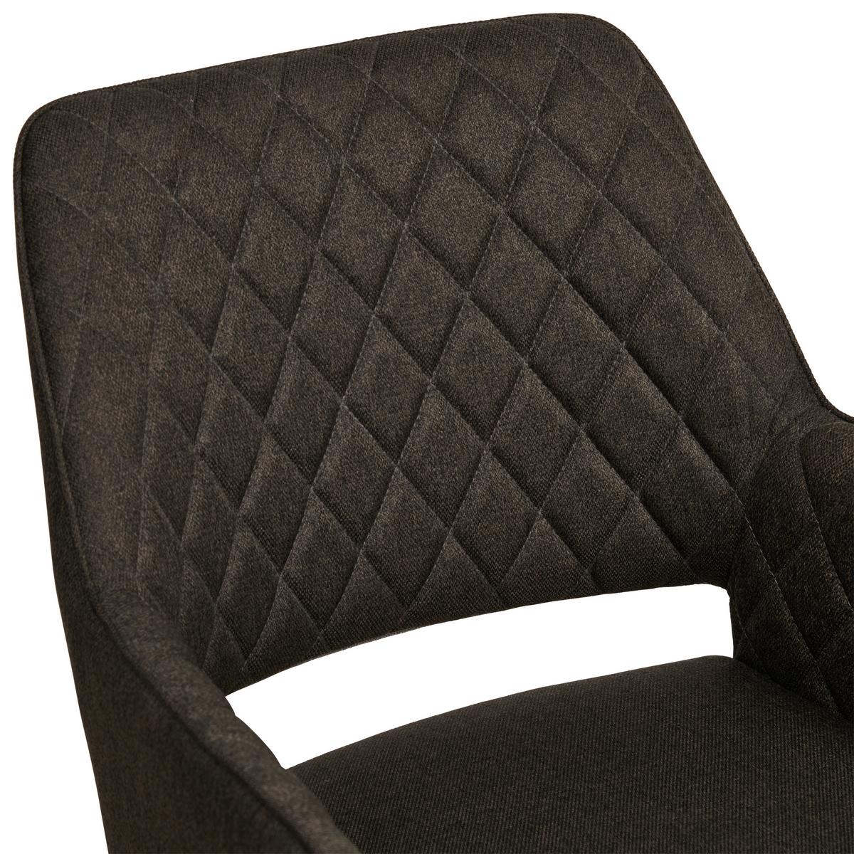 Armlehnstuhl Pam Braun, Sitzfl. 360° Drehbar - Graubraun/Schwarz, KONVENTIONELL, Holz/Textil (57/85.5/60cm) - MID.YOU