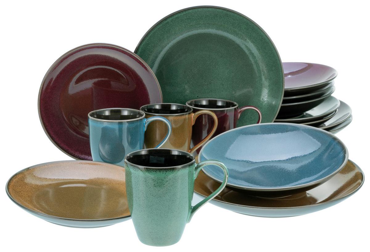 Kombiservice Keramik 4 Personen Geschirr Set - Multicolor, MODERN, Keramik - Creatable