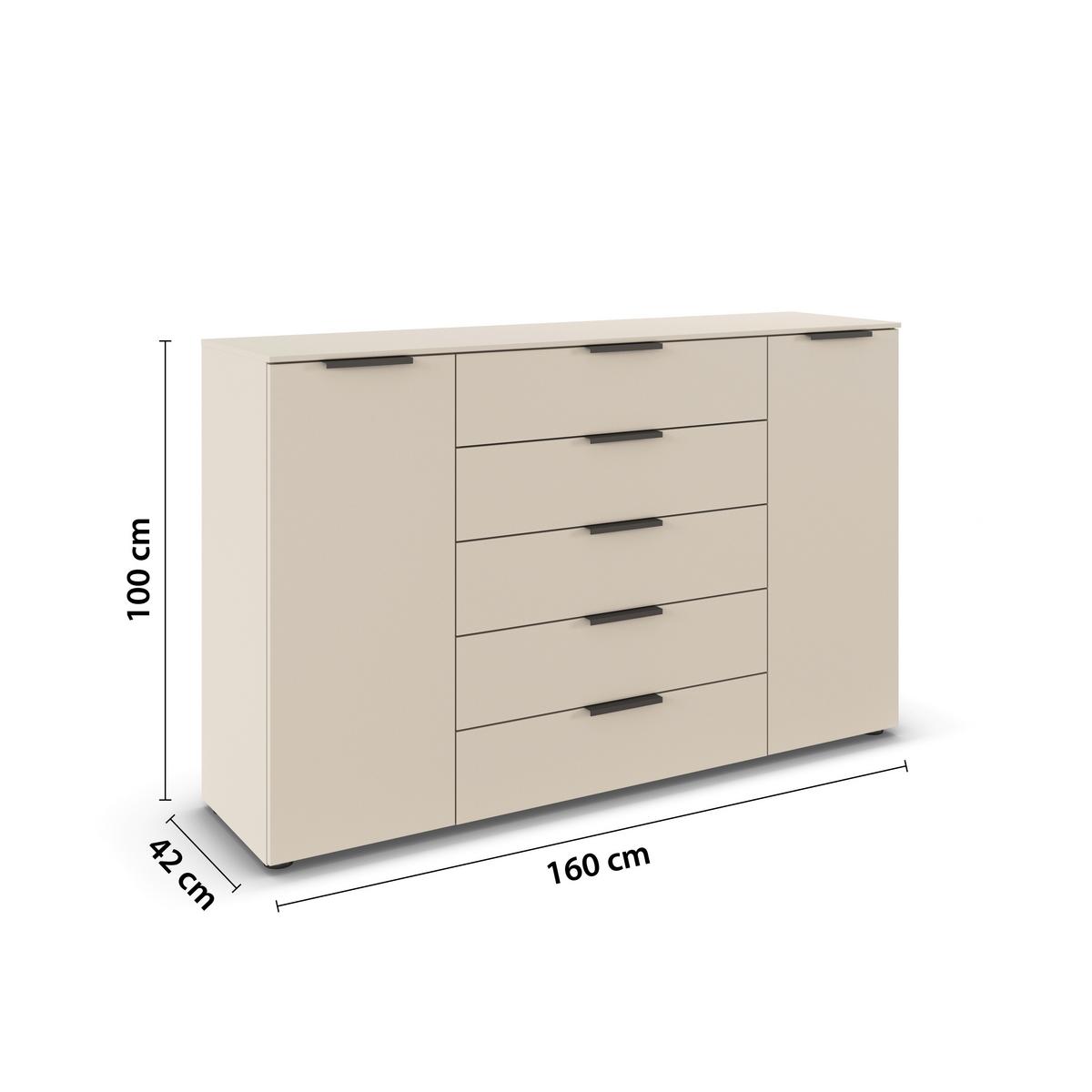 Kommode Flipp Champagner B: 160 cm - Champagner/Schwarz, MODERN, Holzwerkstoff (160/100/42cm) - Rauch Möbel