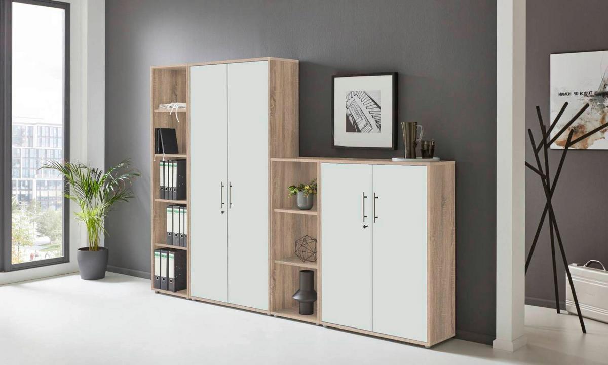 Büro Office Edition Sonoma Eiche Dekor/weiß - Weiß/Sonoma Eiche, MODERN, Holzwerkstoff - MID.YOU