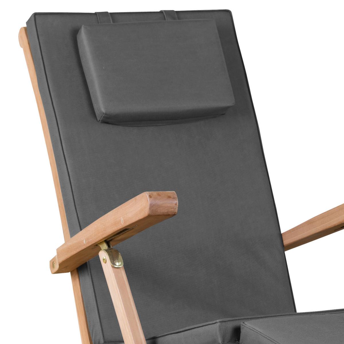 Bäderliege Woodie, Teakholz Mit Auflage, Verstellbar - Grau/Teakfarben, Basics, Holz (60/93/170cm)