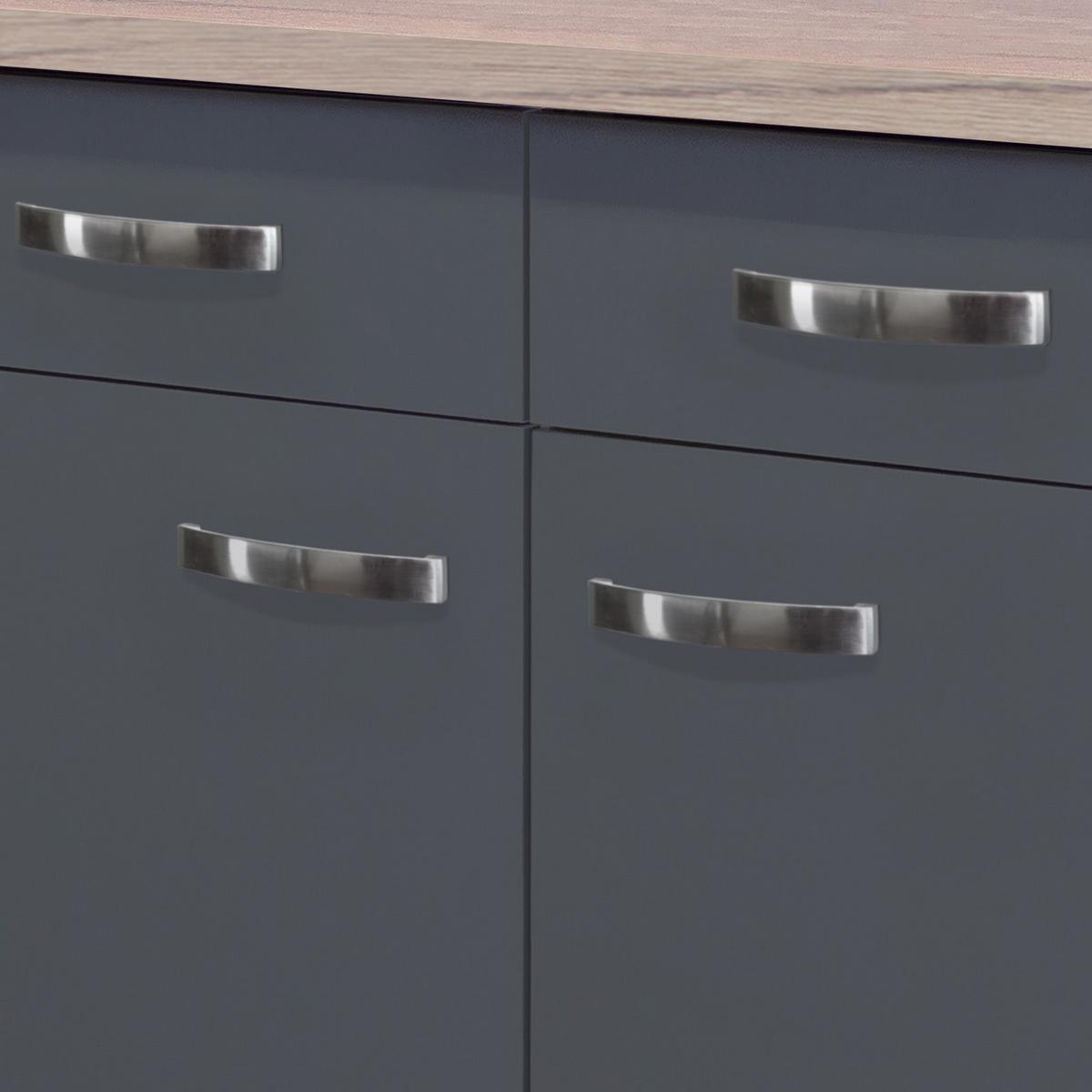 Küchenunterschrank Shadow B: 80 cm Grau/Eiche Dekor - Dunkelgrau/Eiche San Remo, MODERN, Holzwerkstoff (80/85/60cm)