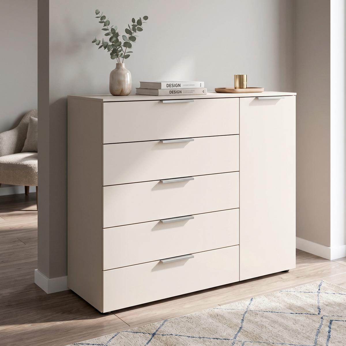 KOMMODE Flipp Champagner B: 120 cm - Champagner/Schwarz, MODERN, Holzwerkstoff (120/100/42cm) - Rauch Möbel