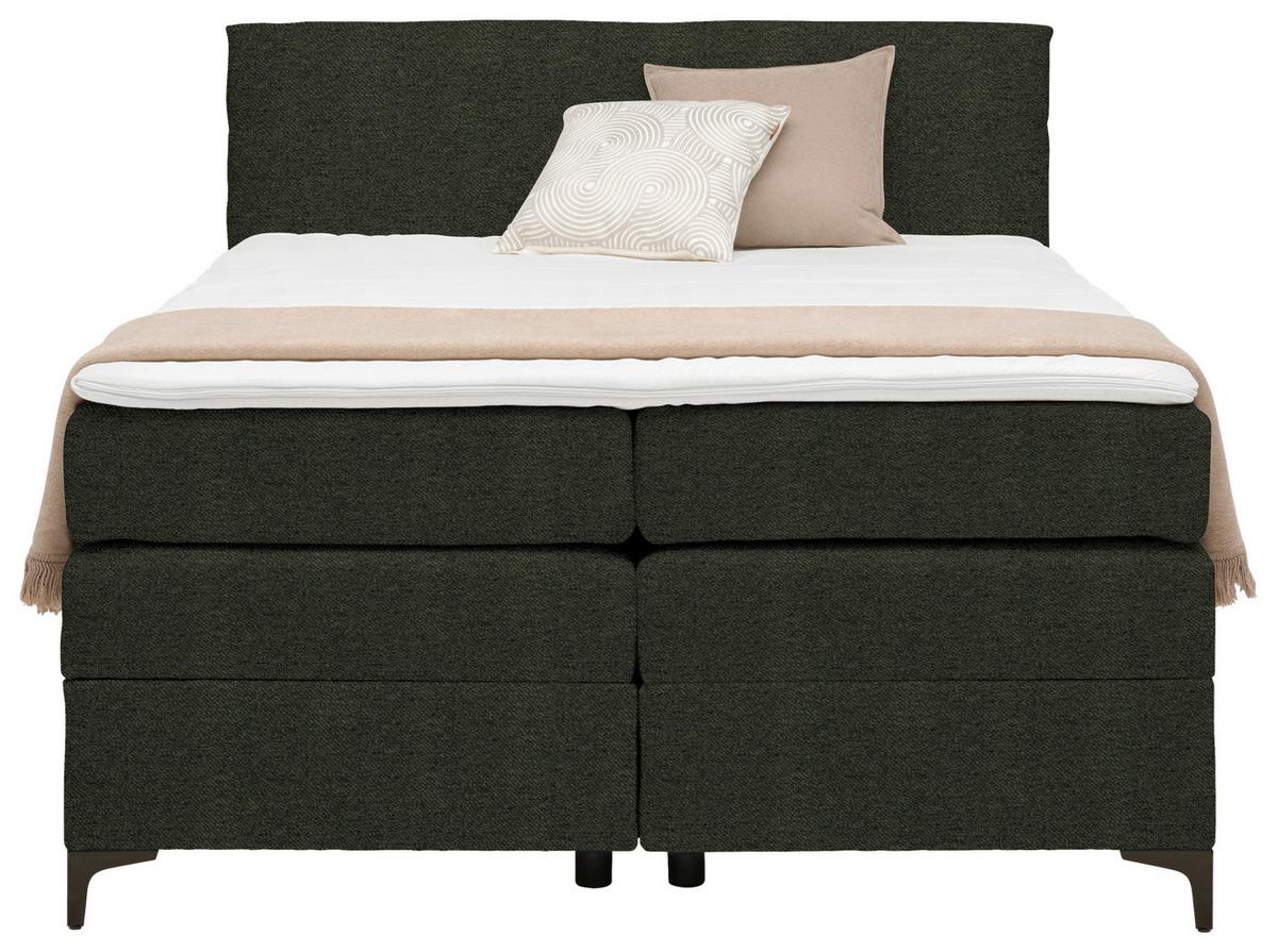 Boxspringová postel BARI 140/200, zelená - černá/zelená, Konvenční, kov/textil (140/200cm) - Mömax