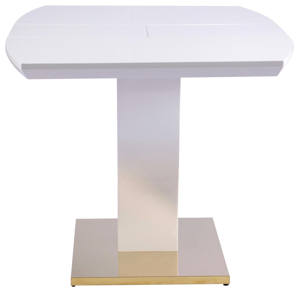 Kihúzható Étkezőasztal Jade - aranyszínű/magasfényű fehér, Konventionell, faalapú anyag/fém (140-180/76/90cm) - MID.YOU