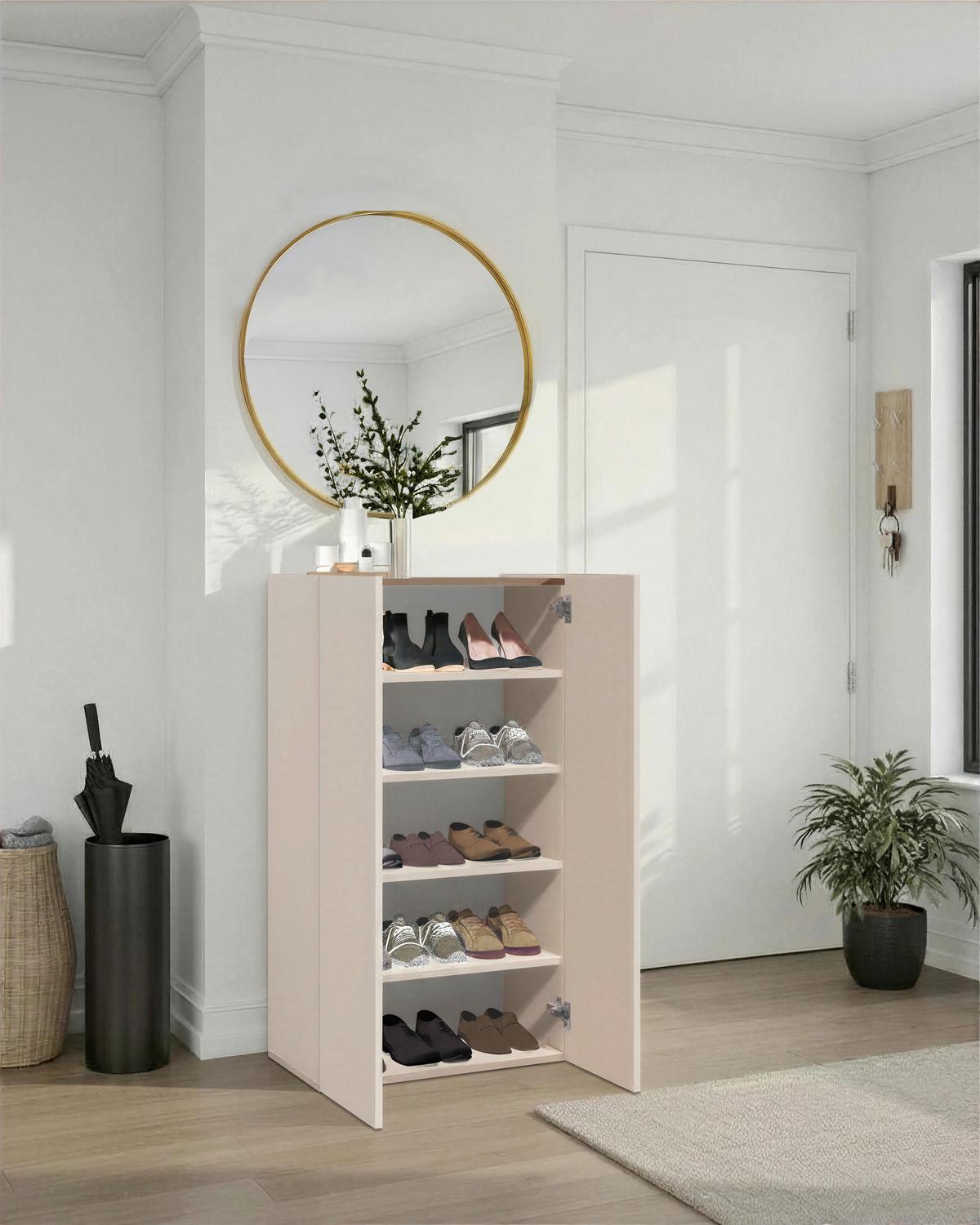 Schuhschrank Rainbow Eichefarben/kaschmir B: 63 Cm - Kaschmir/Eichefarben, Design, Holzwerkstoff (63/114/35cm) - MID.YOU