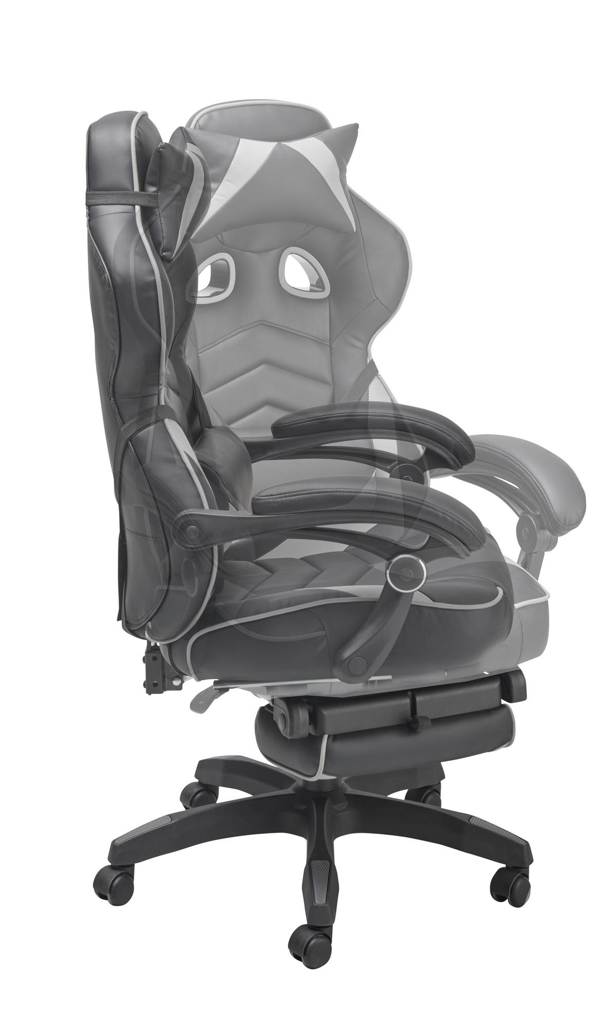 Gamingstuhl Yaira - Schwarz/Grau, LIFESTYLE, Holz/Kunststoff (68,5/116-124/65cm) - Livetastic