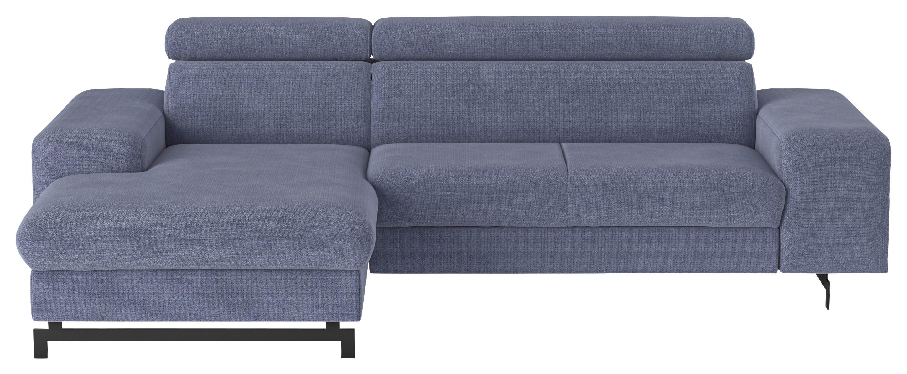 Ecksofa mit Schlaffunktion & Bettkasten Emma Blau - Blau/Schwarz, Textil (165/267cm) - MID.YOU