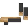 Wohnwand Goal - Eichefarben/Grau, Design, Holzwerkstoff (247/196/37cm) - Livetastic