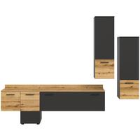 Szekrénysor Goal - tölgyfa/szürke, Design, faalapú anyag (247/196/37cm) - Livetastic