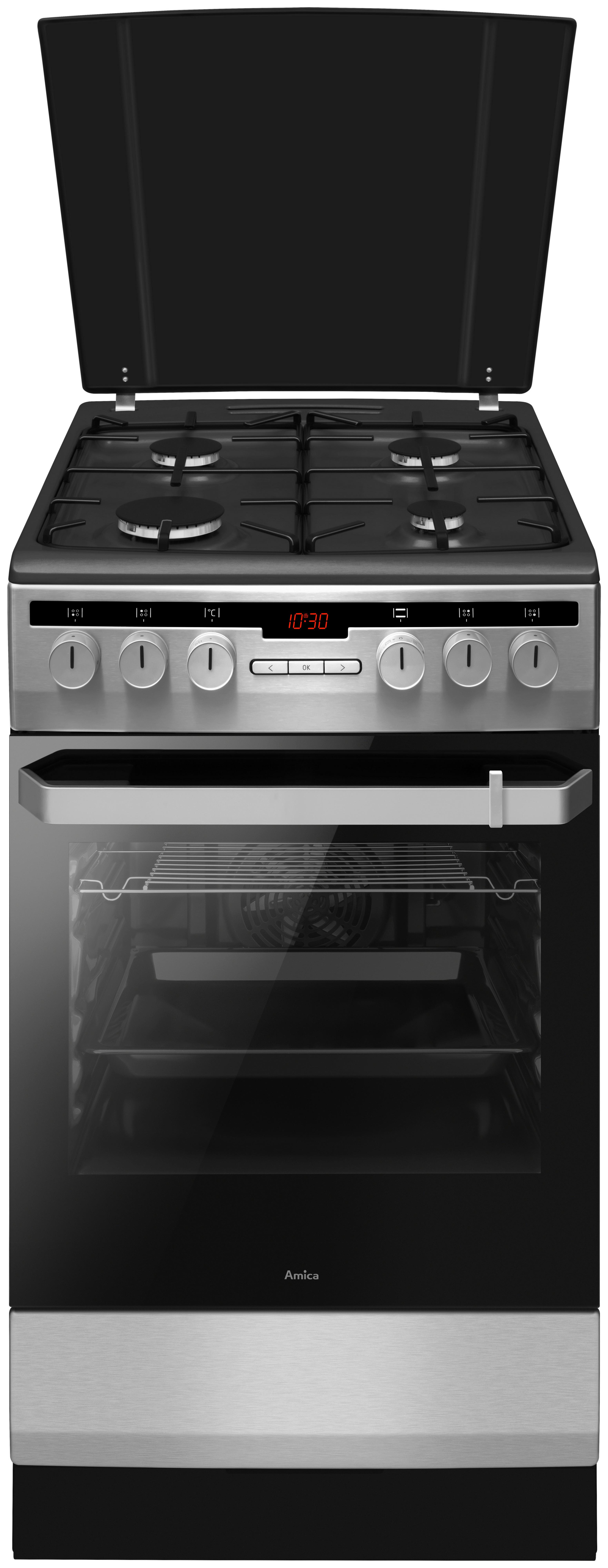 Szabadonálló Tűzhely Amica 56013 - fekete, Üveg/fém (50/85/60cm)