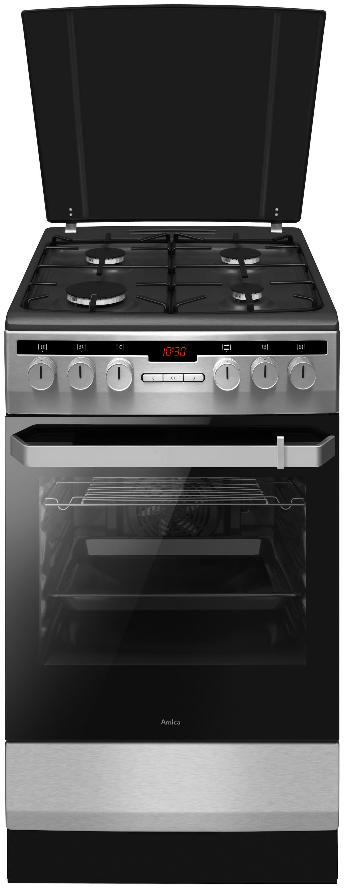 Szabadonálló Tűzhely Amica 56013 - fekete, Üveg/fém (50/85/60cm)