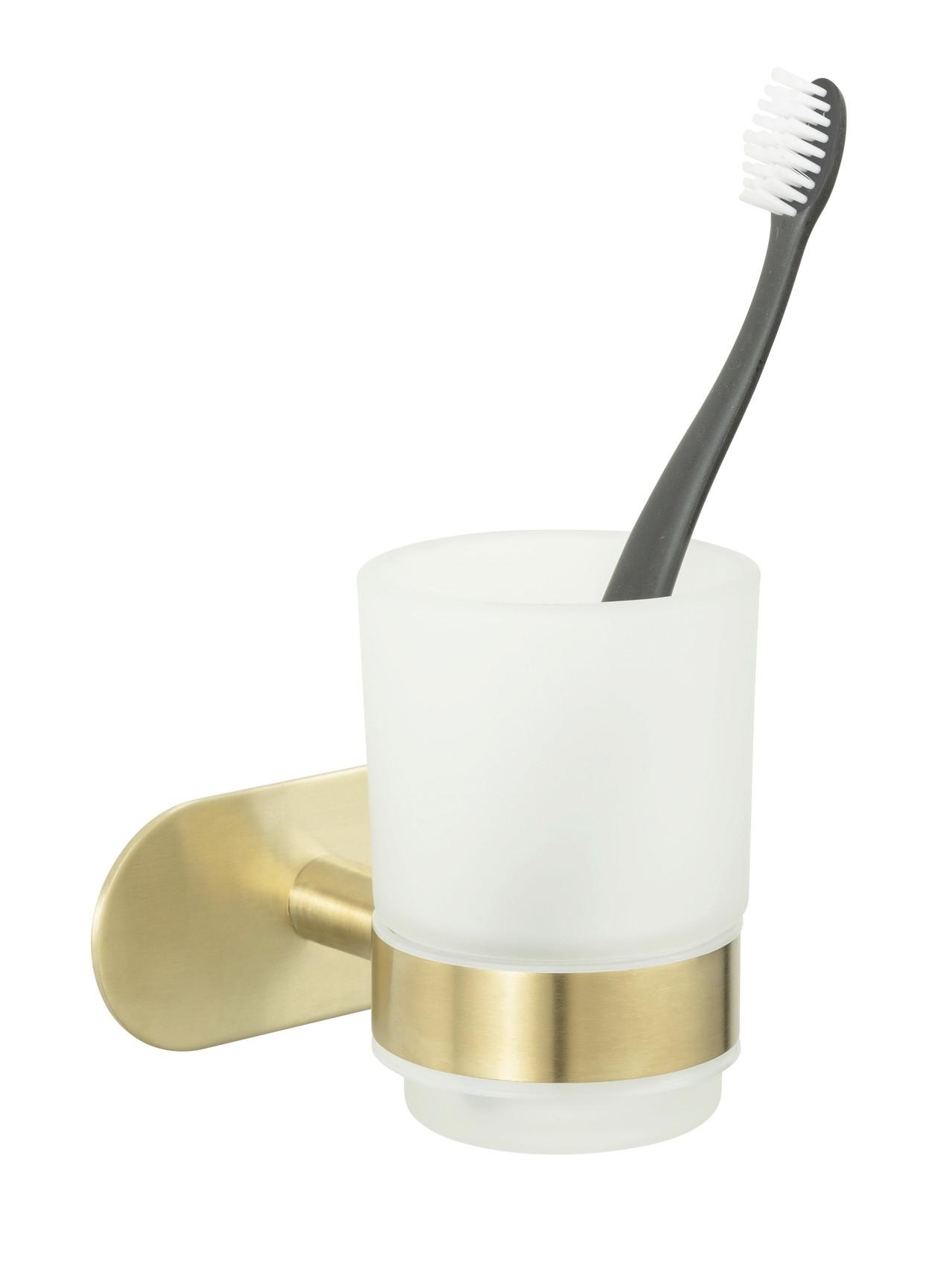 Držiak na zubné kefky OREA GOLD - zlatá, Lifestyle, kov/sklo (10/9,5/10cm) - Mömax
