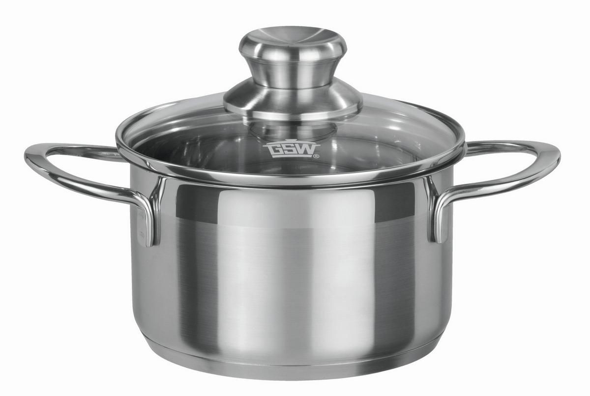 Kochtopfset Edelstahlfarben - Klar/Edelstahlfarben, Basics, Glas/Metall - GSW