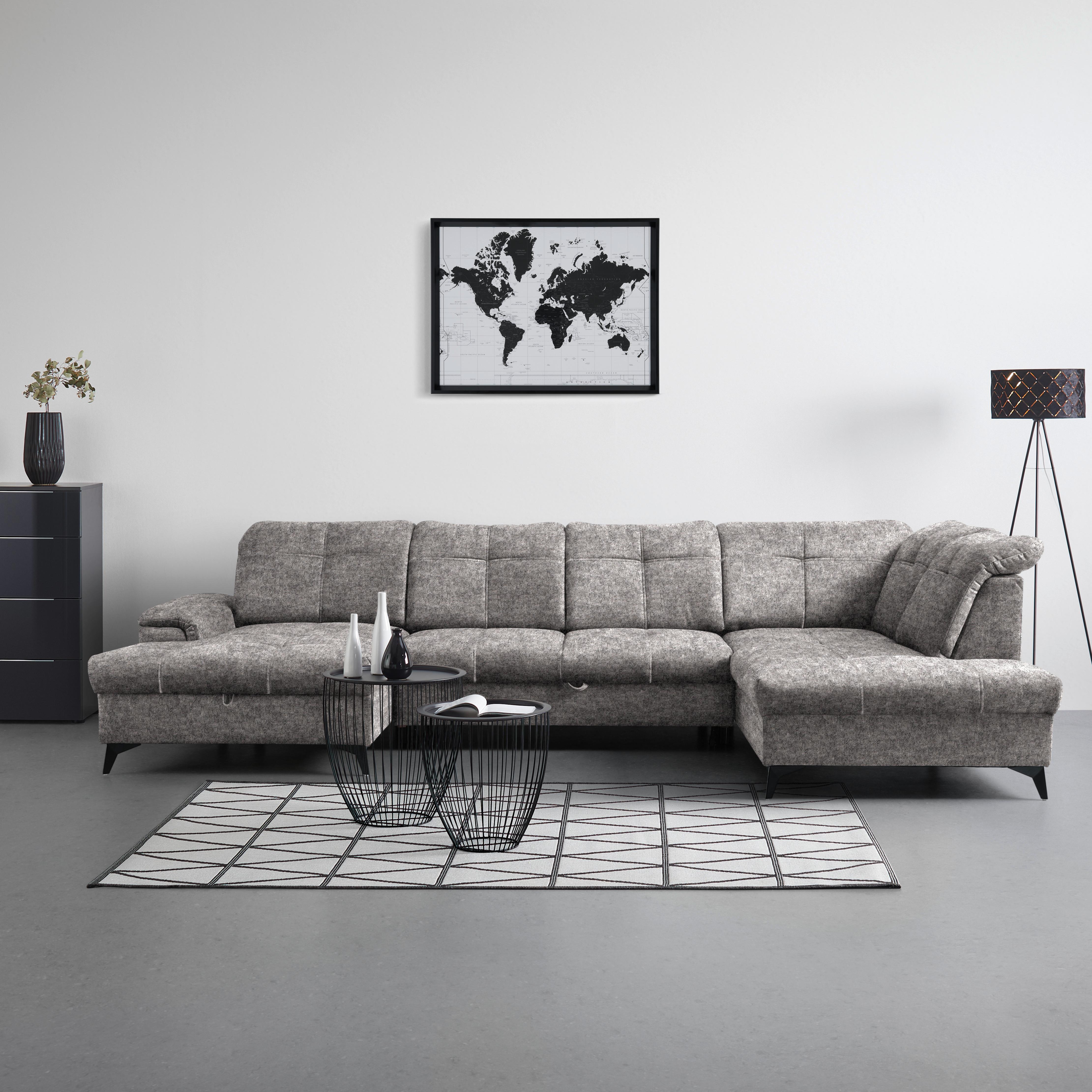 Rohová sedačka U SIERRA, pravá, šedobéžová INFINITY - černá/šedobéžová, Moderní, kov/textil (181/364/230cm) - Mömax