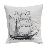 Díszpárna Hajó Minta - fekete/fehér, Basics, textil (40/40cm)