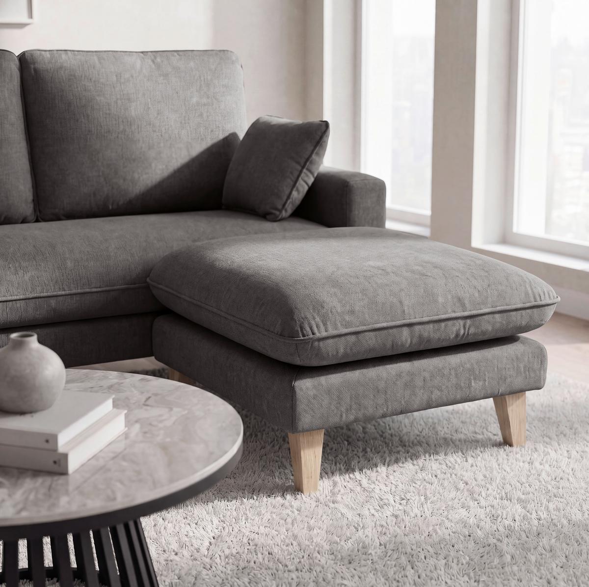 Sedacia súprava ILLA, tmavosivá - farba buka/tmavosivá, Modern, drevo/textil (154/155cm) - Bessagi Home
