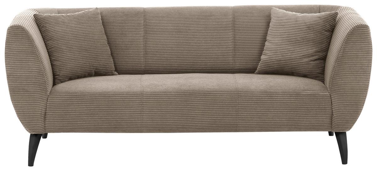 3-sitzer-sofa Colori Graubraun Rücken Echt - Graubraun/Schwarz, MODERN, Textil (208/83/88cm) - MID.YOU