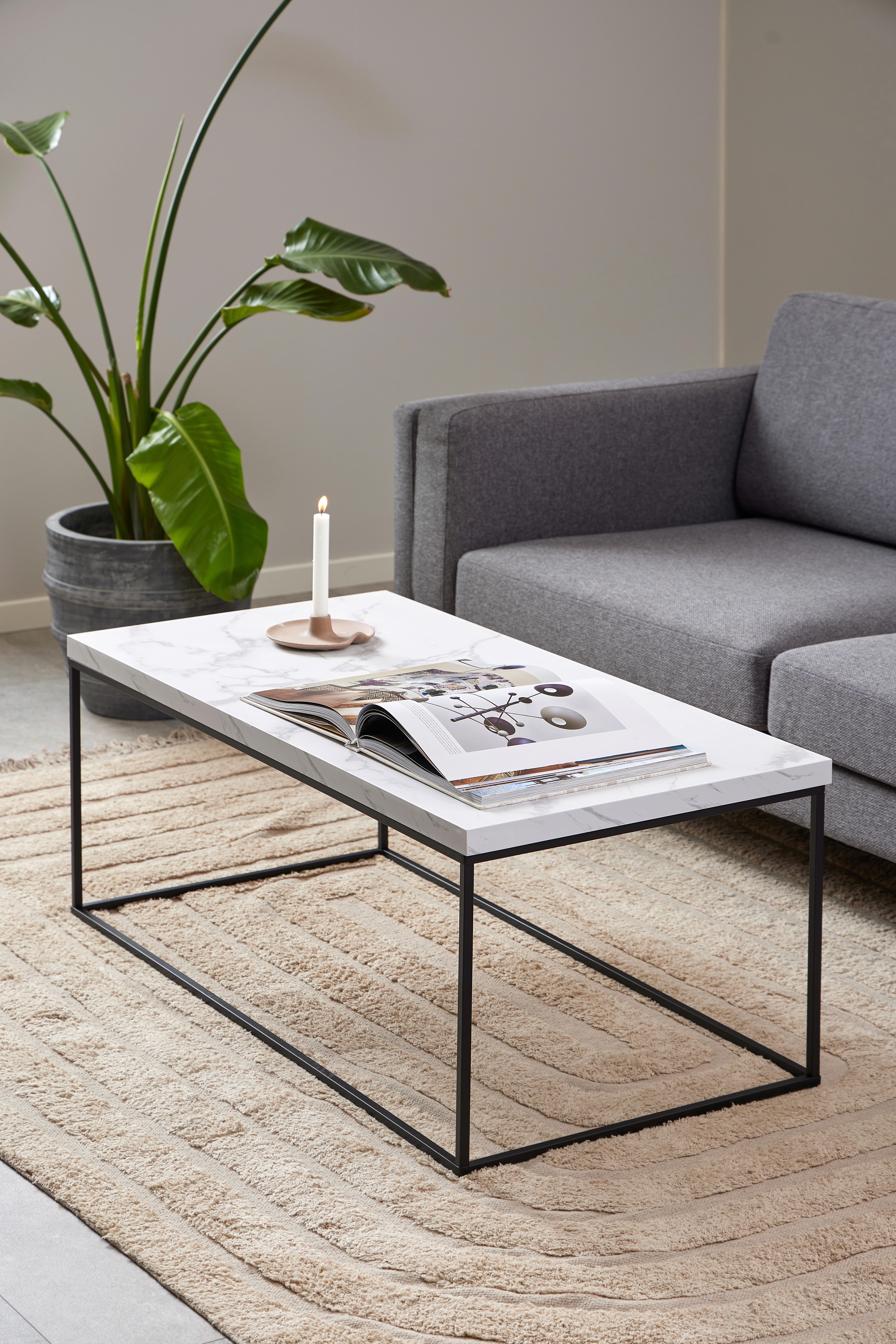 Couchtisch Barossa Weiß/Schwarz, 110 cm - Schwarz/Weiß, Design, Holz/Metall (110/55/45cm) - MID.YOU