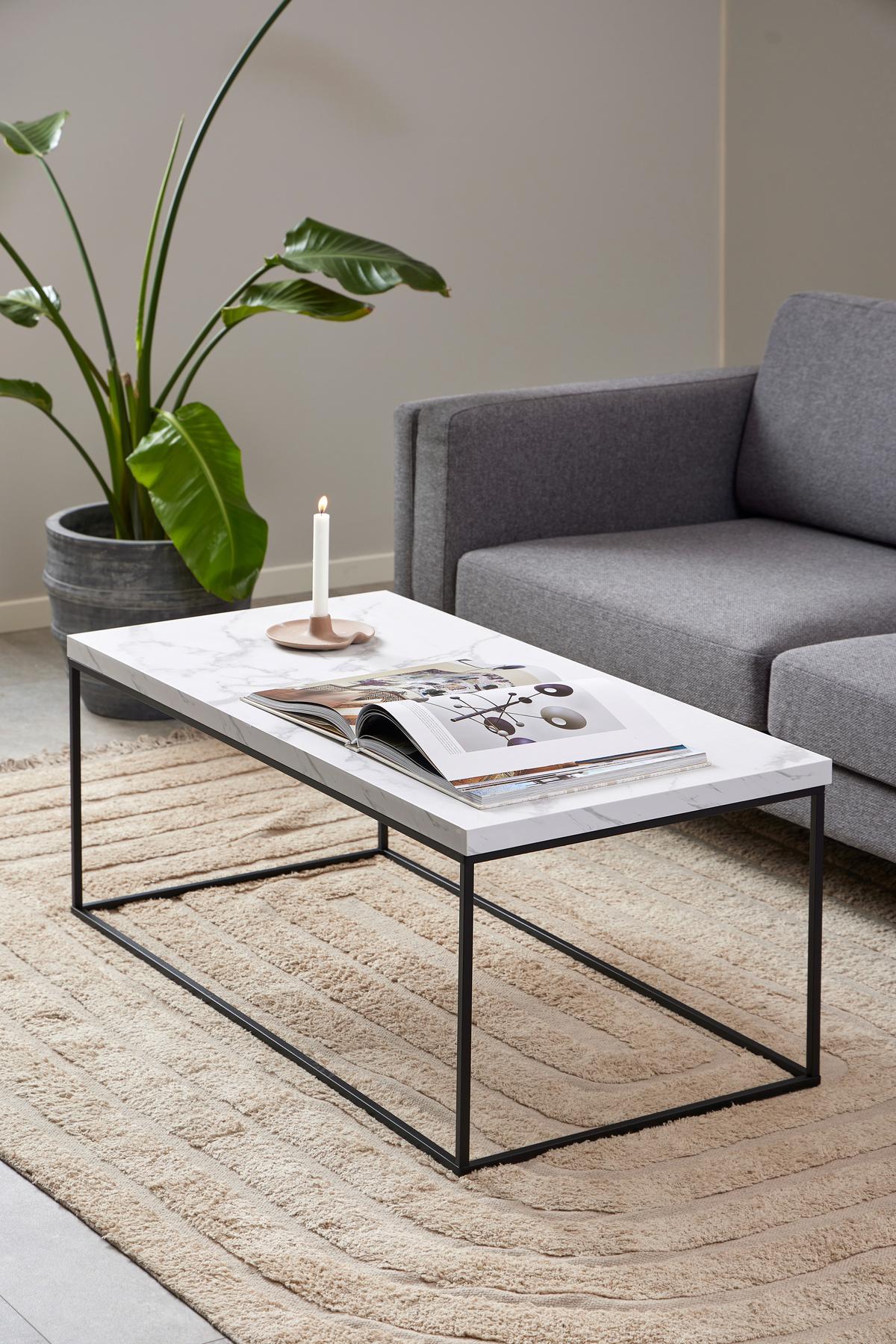 Couchtisch Barossa Weiß/schwarz, 110 Cm - Schwarz/Weiß, Design, Holz/Metall (110/55/45cm) - MID.YOU