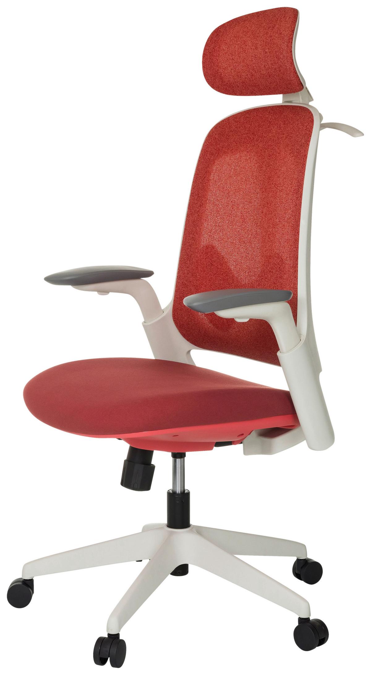 Drehstuhl Arceo Wf Rot B: 66 cm - Rot/Weiß, MODERN, Kunststoff/Textil (66/115-131/66cm) - MID.YOU