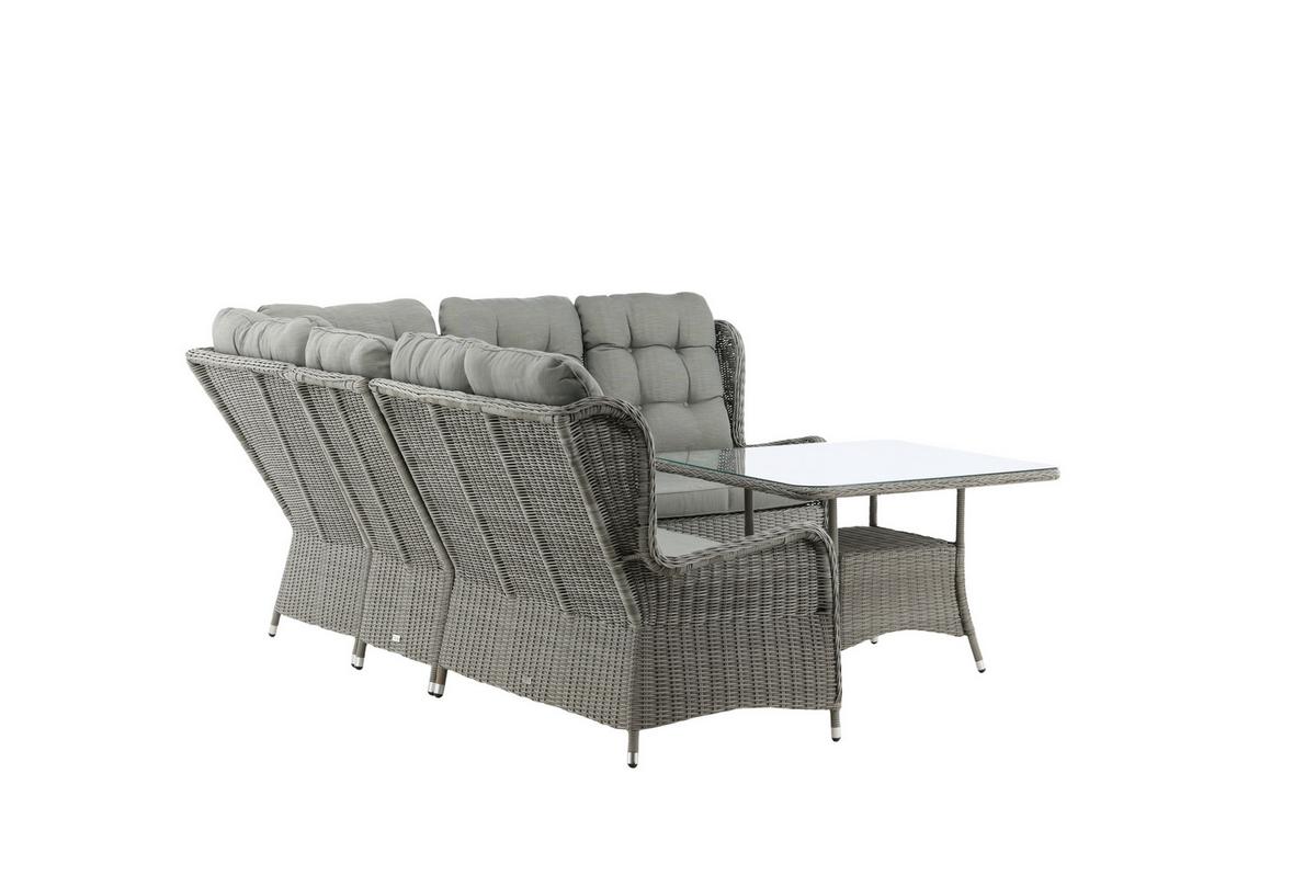 Loungegarnitur Washington - Grau, KONVENTIONELL, Kunststoff/Textil - Gardenson