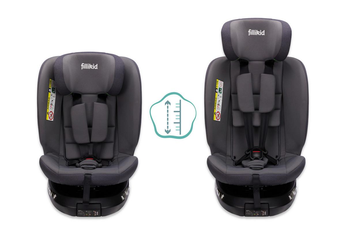 Kinderautositz Leon Grau B: 45 Cm - Grau, Basics, Kunststoff/Textil (55/45/90cm) - Fillikid