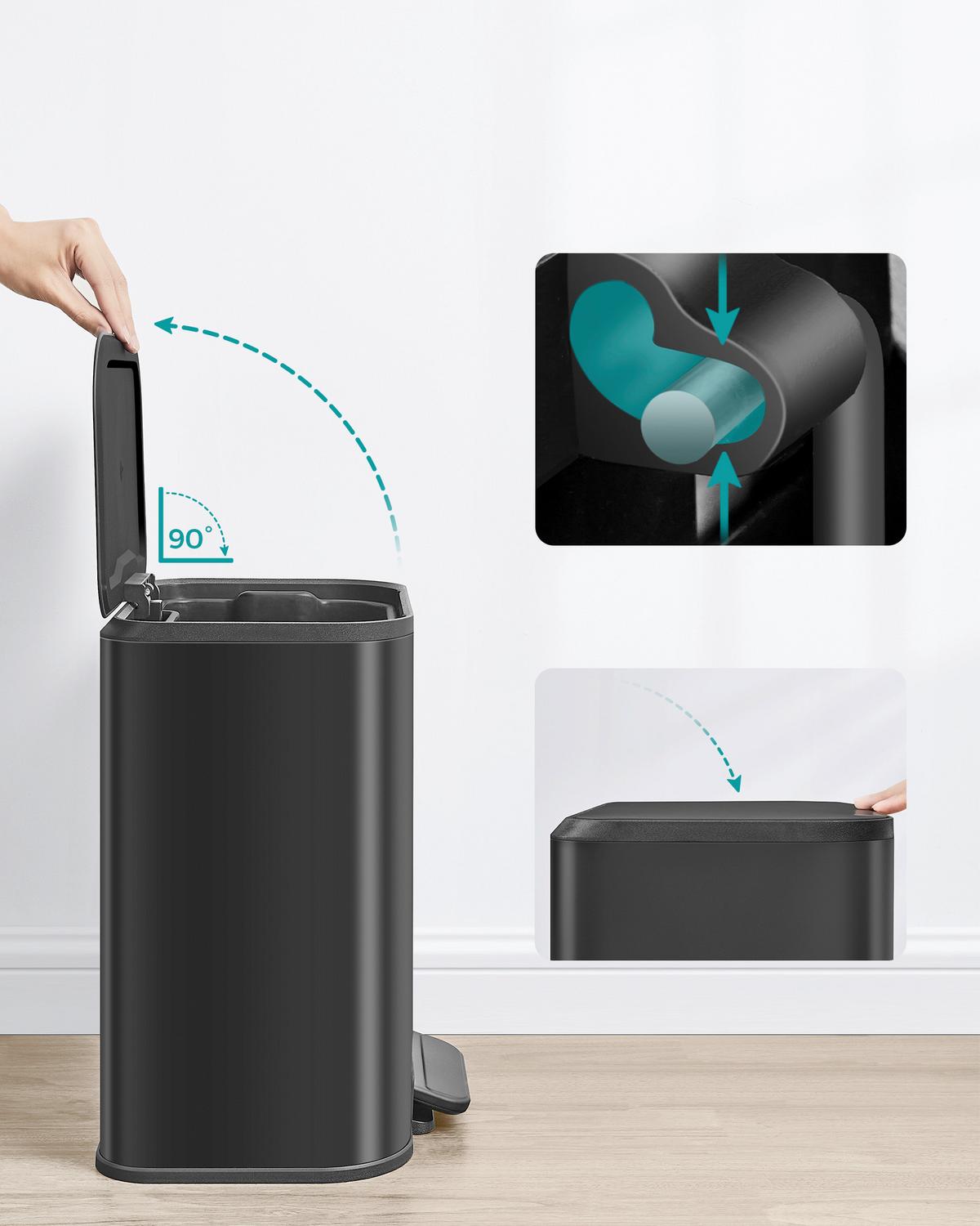 Abfallsammler Schwarz B: 36,6cm - Schwarz, Basics, Kunststoff/Metall (36,6/42,5/30cm)