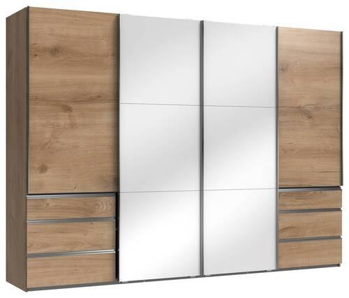 Schwebetürenschrank B: 300 Cm Level Weiß/eichefarben Dekor - Eichefarben/Weiß, MODERN, Holzwerkstoff (300/216/65cm) - MID.YOU