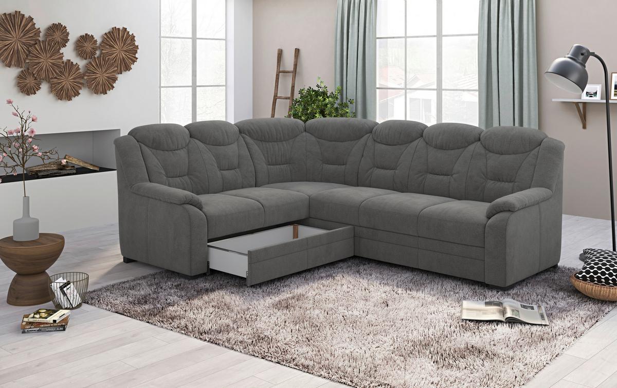 Ecksofa Marcus Anthrazit S: 211x263 cm - Anthrazit/Schwarz, Basics, Textil (211/263cm) - MID.YOU
