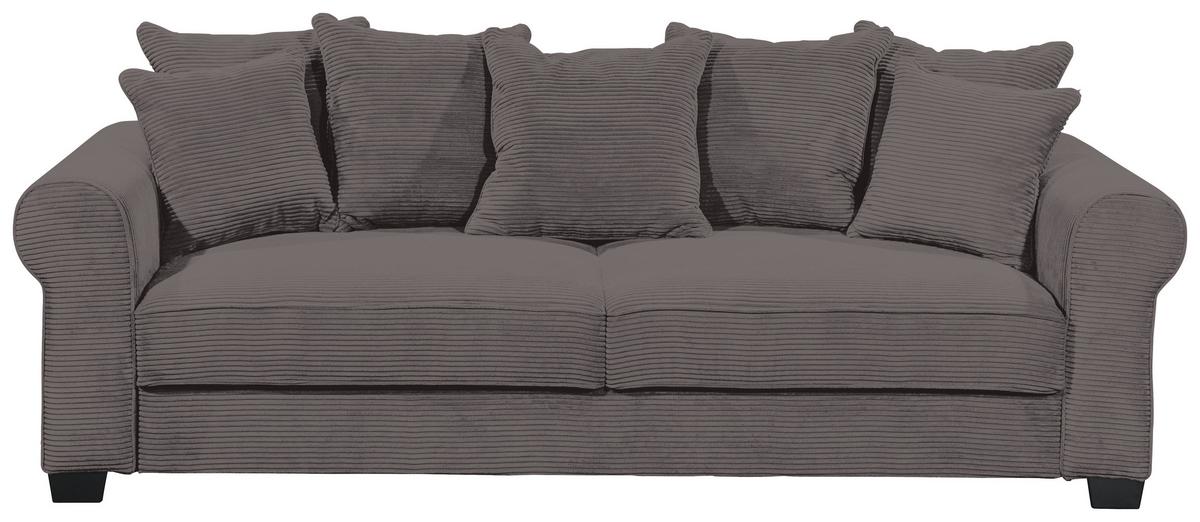2-Sitzer-Sofa Mit Schlaffunktion Maureen B:250cm - Dunkelgrau/Schwarz, KONVENTIONELL, Textil (247/95/125cm) - MID.YOU