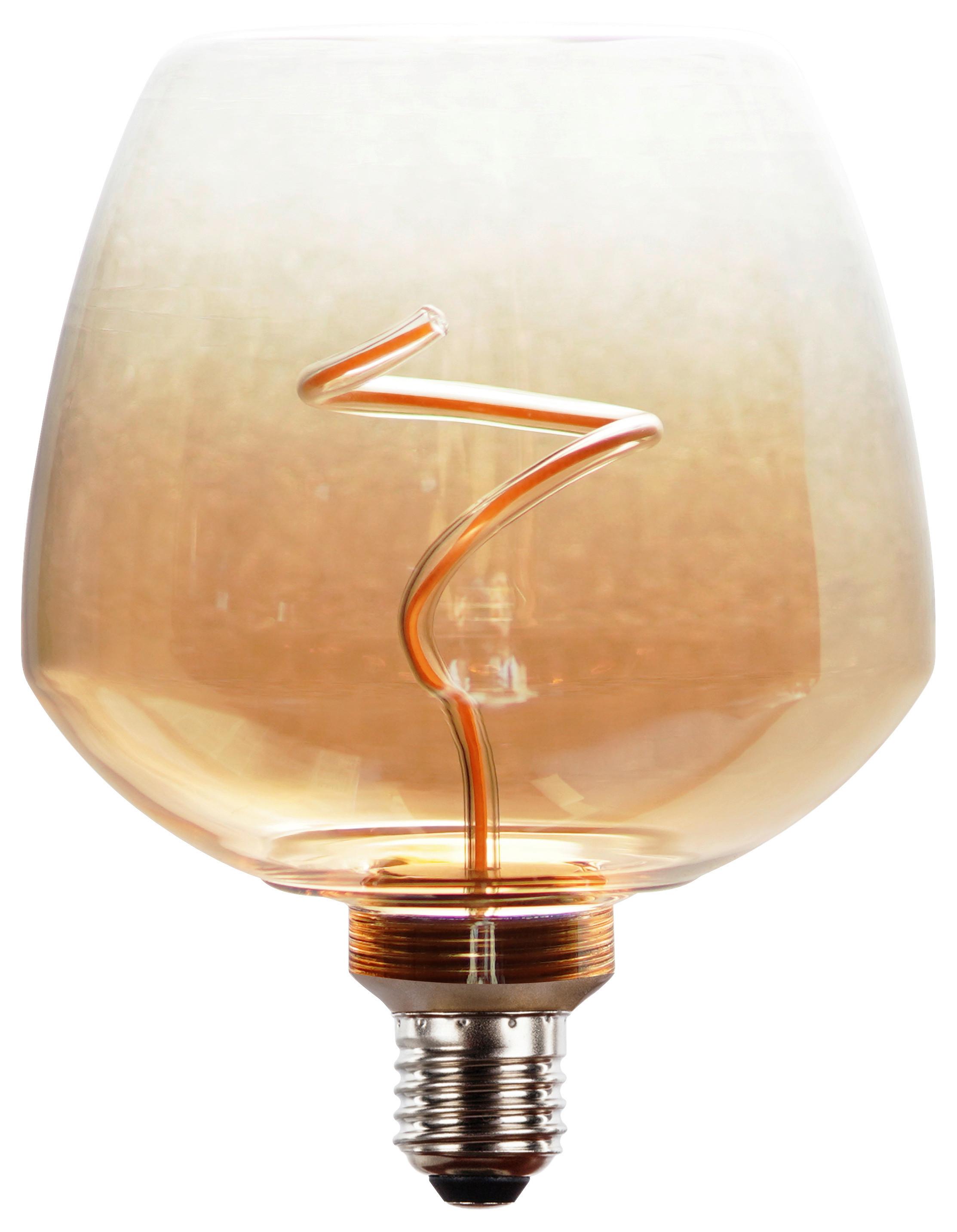 Led Izzó E27 - borostyánszínű/átlátszó, Modern, Üveg/fém (12,3/16,3cm)