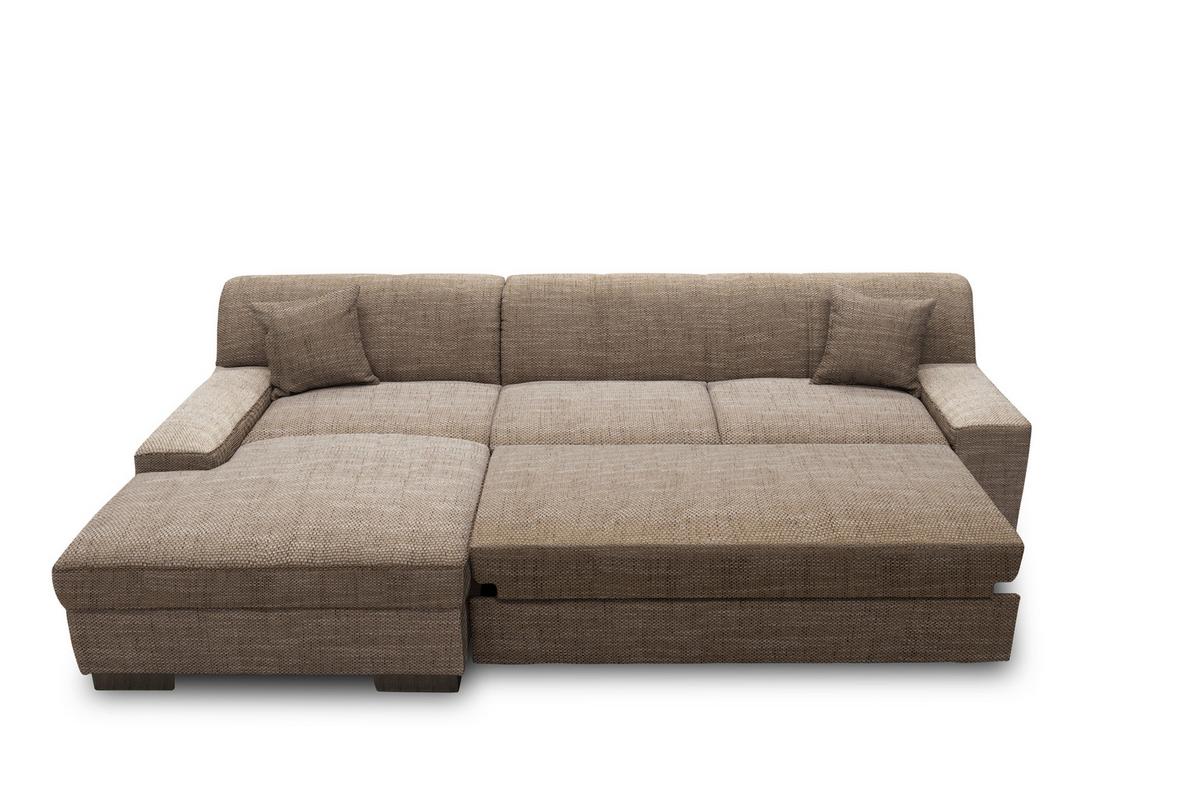 Ecksofa Mit Schlaffunktion Norma Braun/beige Webstoff - Wengefarben/Beige, Design, Textil (153/268cm) - MID.YOU