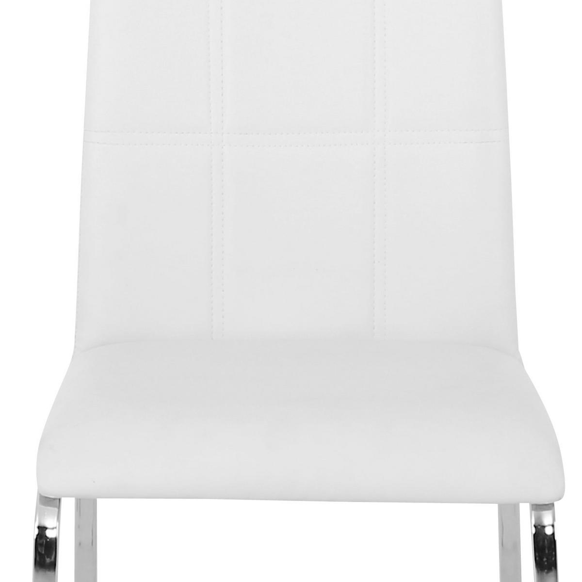 Esszimmerstuhl Mandy Lederlook Weiß Gepolstert - Chromfarben/Weiß, KONVENTIONELL, Textil/Metall (42/96/60cm)