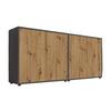 Sideboard Mailand2b: 158cm Eiche Artisan - Anthrazit/Schwarz, MODERN, Holzwerkstoff (158/73/33cm) - MID.YOU