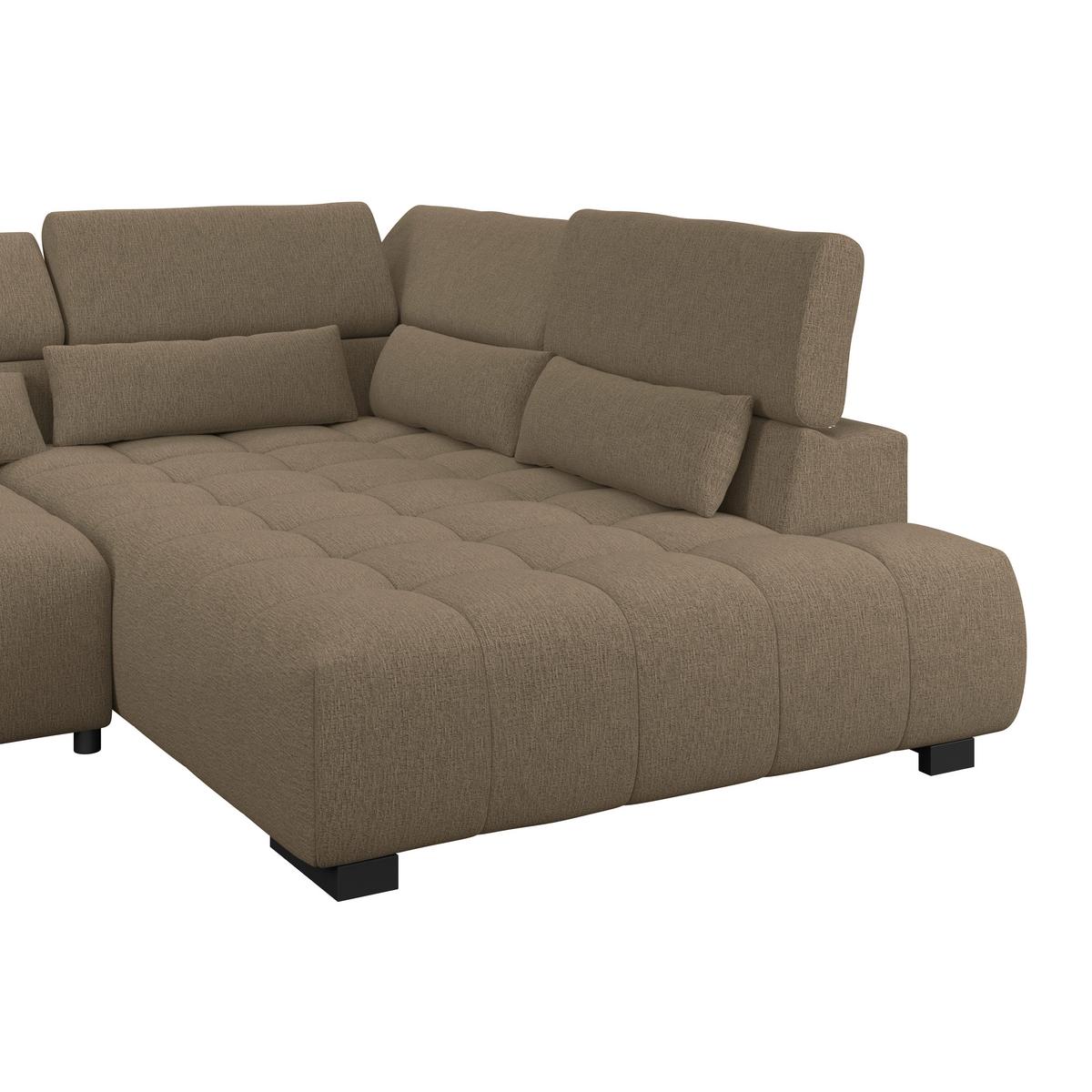Ecksofa Matera Braun S: 311x226cm - Schwarz/Braun, Trend, Textil (311/226cm)