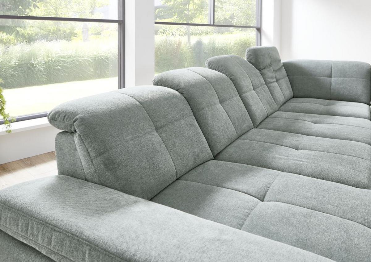 Sedačka SORENA U, pravá, sv.sivá ženilka, s funkciami - čierna/svetlosivá, Modern, kov/textil (198/353/255cm) - Premium Living