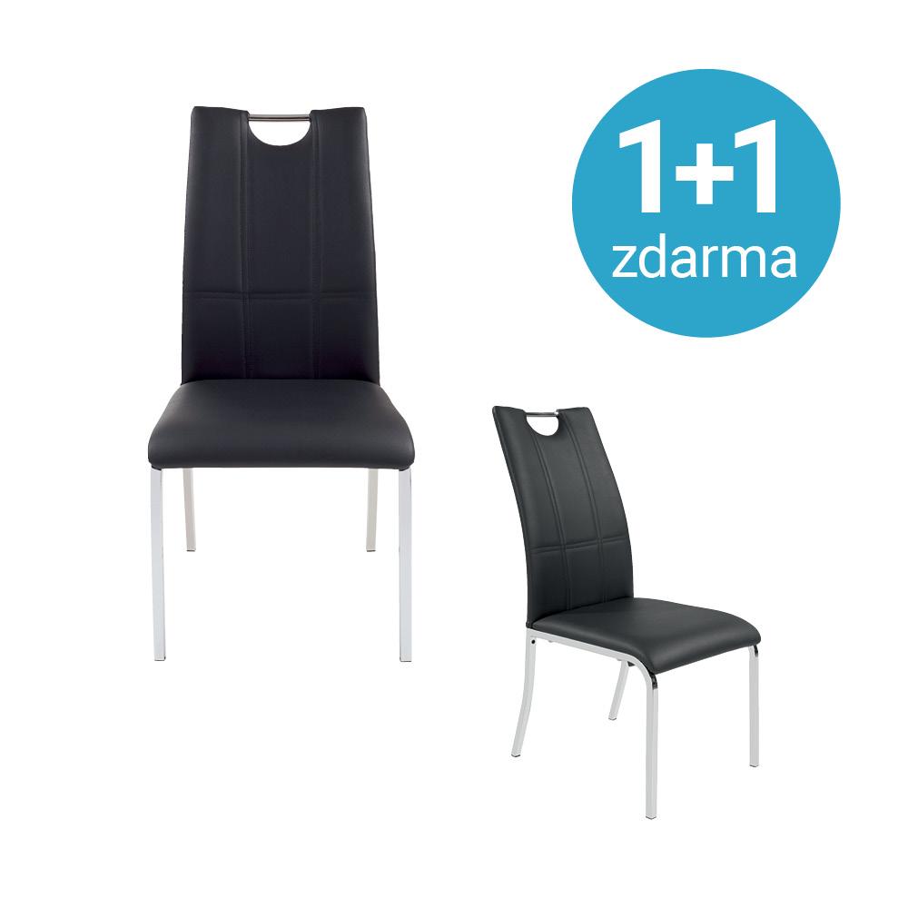 Židle Mandy 1+1 Zdarma (1*kus=2 Produkty) - černá/barvy chromu, Konvenční, kov/textil (42/96/60cm)