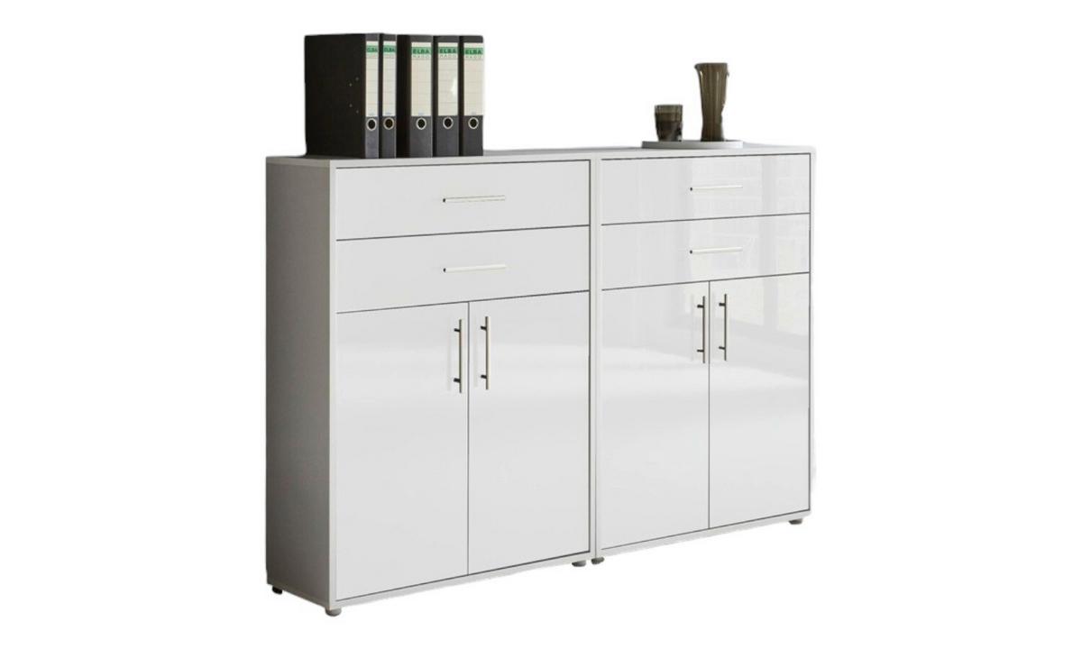 Aktenschrank Office Edition Grau/weiß Hg, B: 168,8 Cm - Weiß Hochglanz/Grau, MODERN, Holzwerkstoff (168,8/113,6/33cm) - MID.YOU