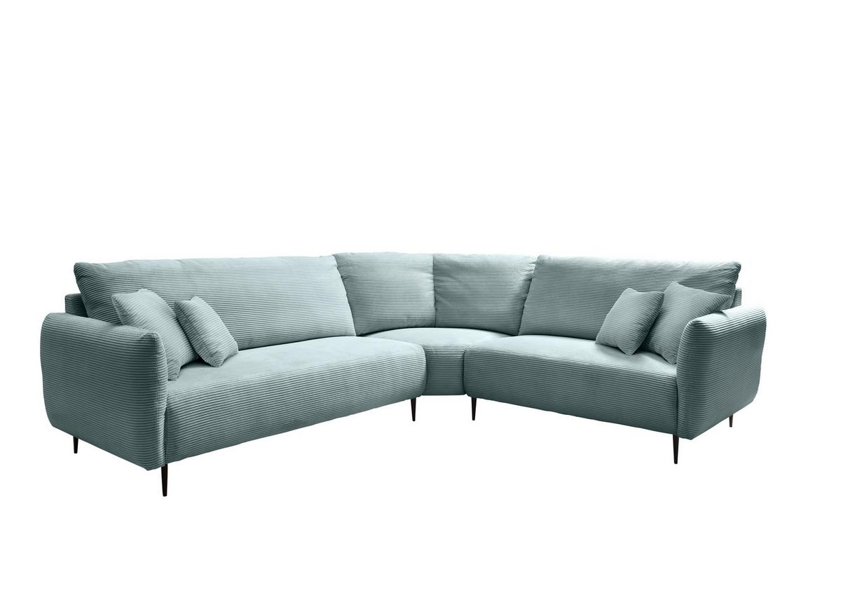 Ecksofa Vanilla Hellblau S: 294x256 cm - Schwarz/Hellblau, Design, Textil (294/256cm) - Livetastic